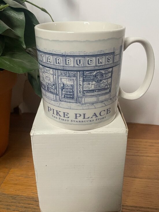 Starbucks Other - Starbucks Pikes Place the first Starbucks store 2007 Blue and White mug NIB